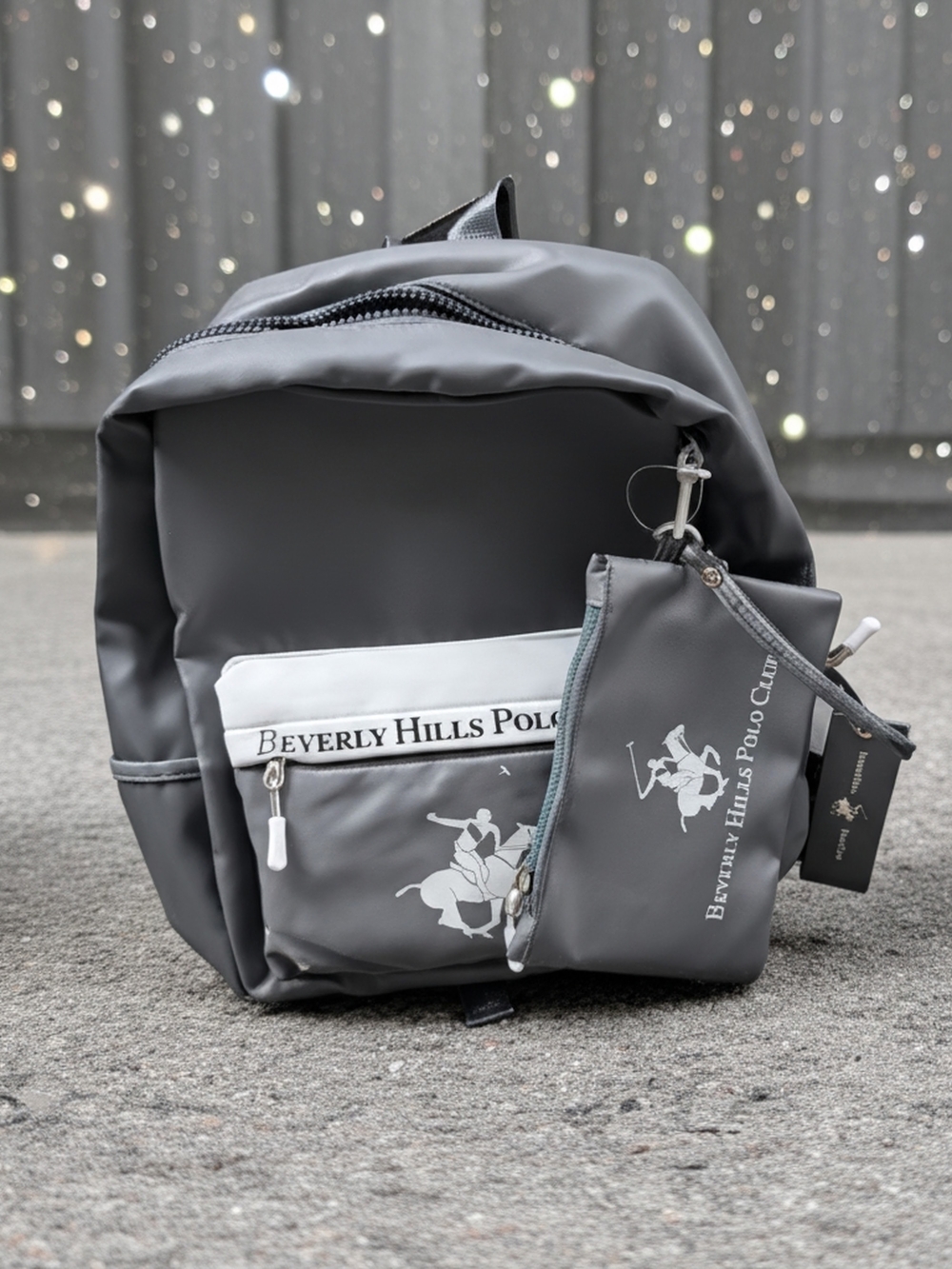 Beverly Hills Polo Club Gray Men's Backpack with Removable Pouch
